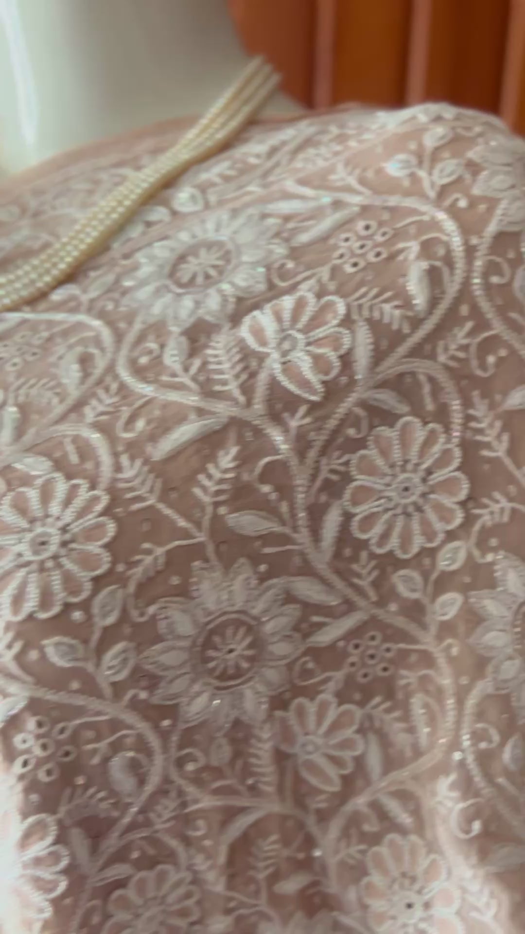 Suhaan Old Rose Pink 2 and 3 taar Chikankari Masterpiece Saree